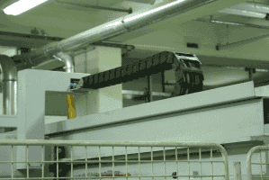 Flexible cable on furniture manufacturing machine