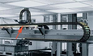 Supported cable carrier sag
